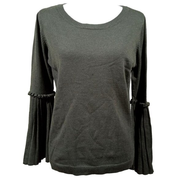 Lumiere Womens Olive Green Flare Ruffle Sleeve Blouse Size Medium - Picture 2 of 8